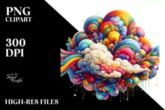 Colorful Whimsical Vibrant Cloud, Transparent PNG Product Image 2