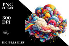 Colorful Whimsical Vibrant Cloud, Transparent PNG Product Image 2