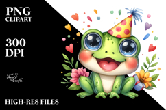 Cute Baby Frog with Party Hat PNG Product Image 2