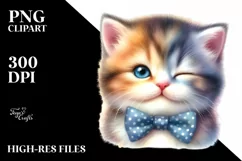Colorful Winking Baby Cat | Sublimation Clipart Product Image 1