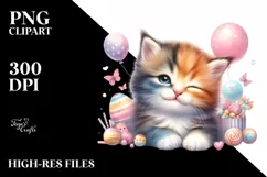 Colorful Winking Baby Cat | Sublimation Clipart Product Image 3