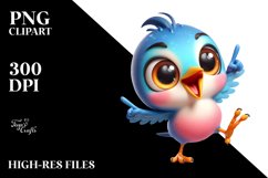 Colorful Cartoon Starling Clipart Product Image 1
