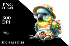 Cute Baby Parrot in Beachwear, Transparent PNG Product Image 2