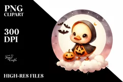 Cute Baby Duck, Halloween Theme, PNG Product Image 1