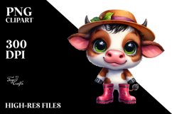 Expressive Baby Cow with Big Eyes | Sublimation | Clipart Product Image 1