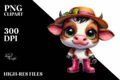 Expressive Baby Cow with Big Eyes | Sublimation | Clipart Product Image 1