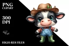 Happy Baby Cow with Hat and Rain Boots | Sublimation | Product Image 1
