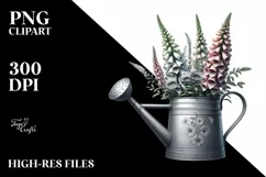 Detailed Watering Can and Rhododendron Basket | Sublimation Product Image 3