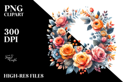 Colorful Abstract Wreath with Orange Roses | Sublimation Product Image 2