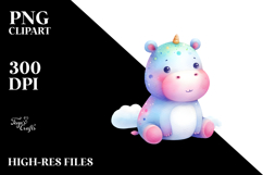 Pastel Hippo Sleeping | Clipart Product Image 2