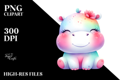 Pastel Hippo Sleeping | Clipart Product Image 2