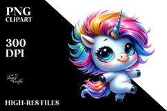 Cute Unicorn with Party Hat PNG Product Image 2