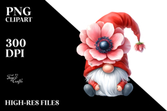 Cute Gnome with Big Hat and Anemone, High-Quality PNG Product Image 2