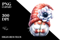 Cute Gnome with Big Hat and Anemone, Colorful PNG Product Image 2