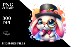 Goofy Baby Rabbit with Monocle, PNG Product Image 2