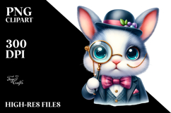 Jovial Baby Rabbit with Monocle PNG Product Image 2