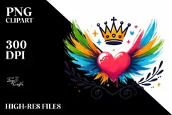 Heart with Wings and Crown, Transparent PNG Product Image 2