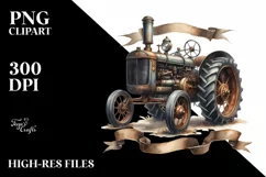 Vintage Rusty Tractor with Ribbons | Watercolor Clipart Product Image 3