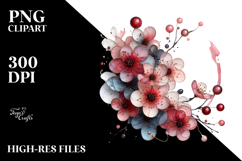 Glossy Cherry Blossom Abstract PNG Product Image 2