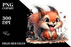 Washed Squirrel Tongue Out | Watercolor Clipart Product Image 3