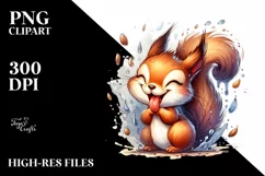 Washed Squirrel Tongue Out | Watercolor Clipart Product Image 1