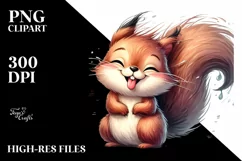 Washed Squirrel Tongue Out | Watercolor Clipart Product Image 1
