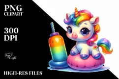 Vibrant Baby Unicorn with Pumpkin | Clipart Product Image 1