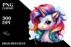 Cute Baby Unicorn Sitting PNG Product Image 1