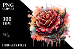 Wooden Stained Carnation Watercolor Splash | Sublimation Product Image 2