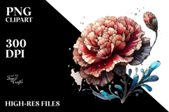 Wooden Stained Carnation Watercolor Splash | Sublimation Product Image 2