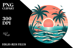 Tropical Beach Sunset, Clipart PNG Product Image 2