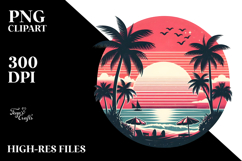 Retro Tropical Beach Sunset PNG Product Image 2