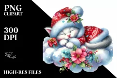 Watercolor Baby Kitten Cloud | Sublimation | Clipart Product Image 1