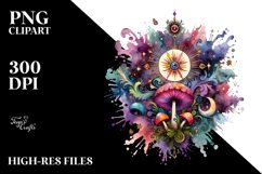 Colorful Vibrant Celestial Mushroom PNG Product Image 2