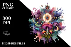 Colorful Vibrant Celestial Mushroom PNG Product Image 2