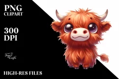 Expressive Highland Cow Watercolor PNG Product Image 3
