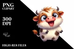 Expressive Highland Cow Watercolor PNG Product Image 3