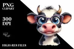Watercolor Cow with Big Smile Clipart Product Image 1