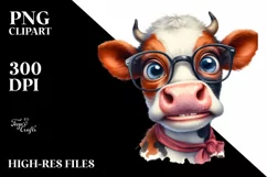 Watercolor Cow with Big Smile Clipart Product Image 1