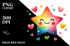 Colorful Digital Star Hearts PNG Product Image 2