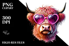 Pink Highland Cow PNG Product Image 2