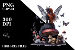 Gothic Fairy on Mushroom PNG Product Image 2