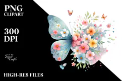 Spring Flowers Butterfly, Artistic PNG Product Image 2
