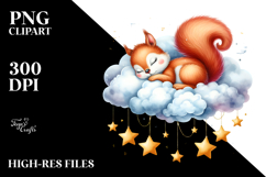 Cute Squirrel Sleeping on a Cloud | Clipart Product Image 2