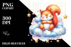 Cute Squirrel Sleeping on a Cloud | Clipart Product Image 2