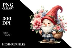 Detailed Cute Gnome Azalea Bouquet Watercolor Product Image 1