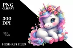 Pastel Watercolor Baby Unicorn Painting Product Image 1