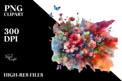 Grungy Flower Watercolor Painting with Splashes Made of Product Image 2