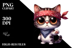 Watercolor Cat with Big Eyes and Bandana Product Image 2