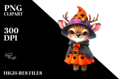 Cute Baby Elk Halloween Scenery PNG Product Image 2